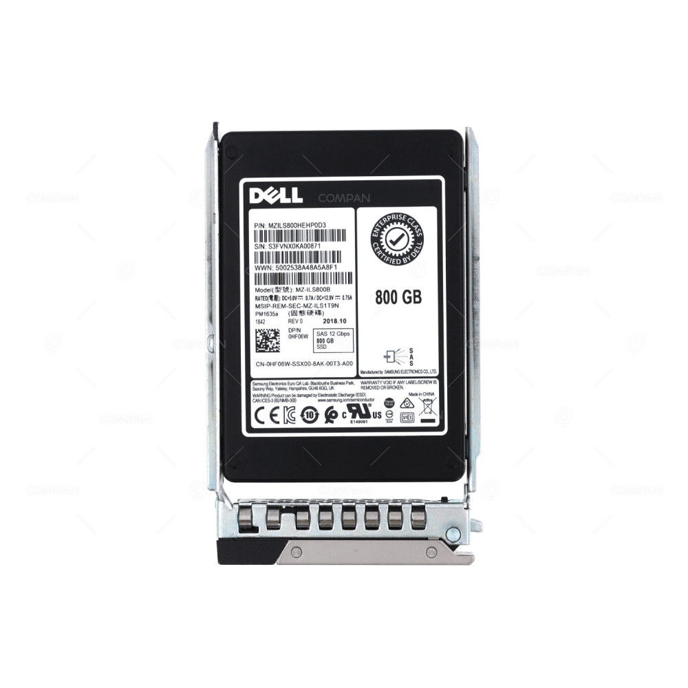 HF06W G14 DELL 800B 12G SAS 512E SSD PM1635A 2.5 SFF G14 0HF06W, MZ-ILS1T9N, MZ-ILS800B, PM1635A